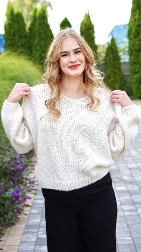 Sweter Damski Oversize Śmietankowy PIRIA V3.4.JPG