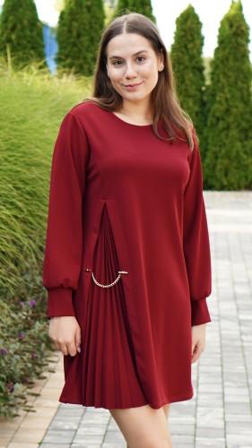Sukienka Elegancka z Łańcuszkiem Bordowa ARMONIA V2.1.JPG