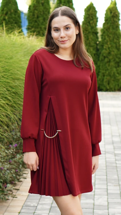 Sukienka Elegancka z Łańcuszkiem Bordowa ARMONIA V2.1.JPG