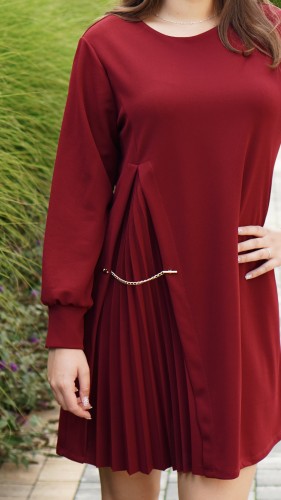 Sukienka Elegancka z Łańcuszkiem Bordowa ARMONIA V2.2.JPG