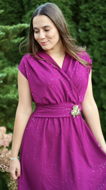 Długa Sukienka Błyszcząca Fioletowa PERIONA V7.4.JPG